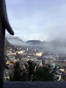 View on Foggy Berchtesgaden Town